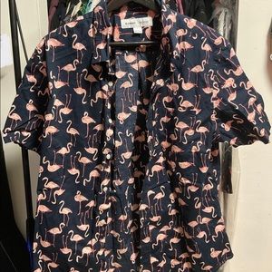Flamingo Short Sleeve Button Shirt